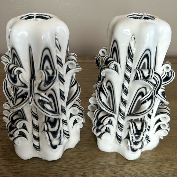Elegant Black and White Handmade Candles.